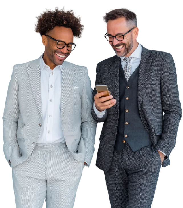 Entrepreneurs looking at phone