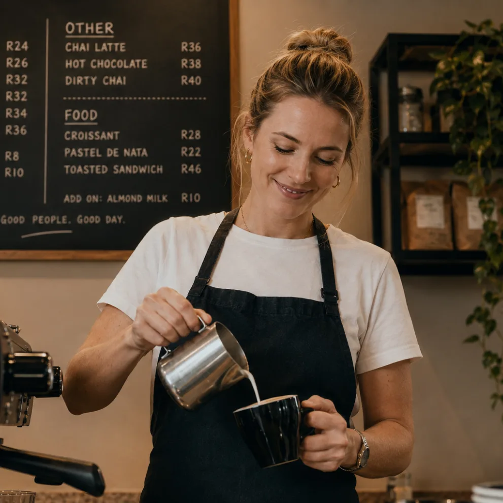 Barista making coffee