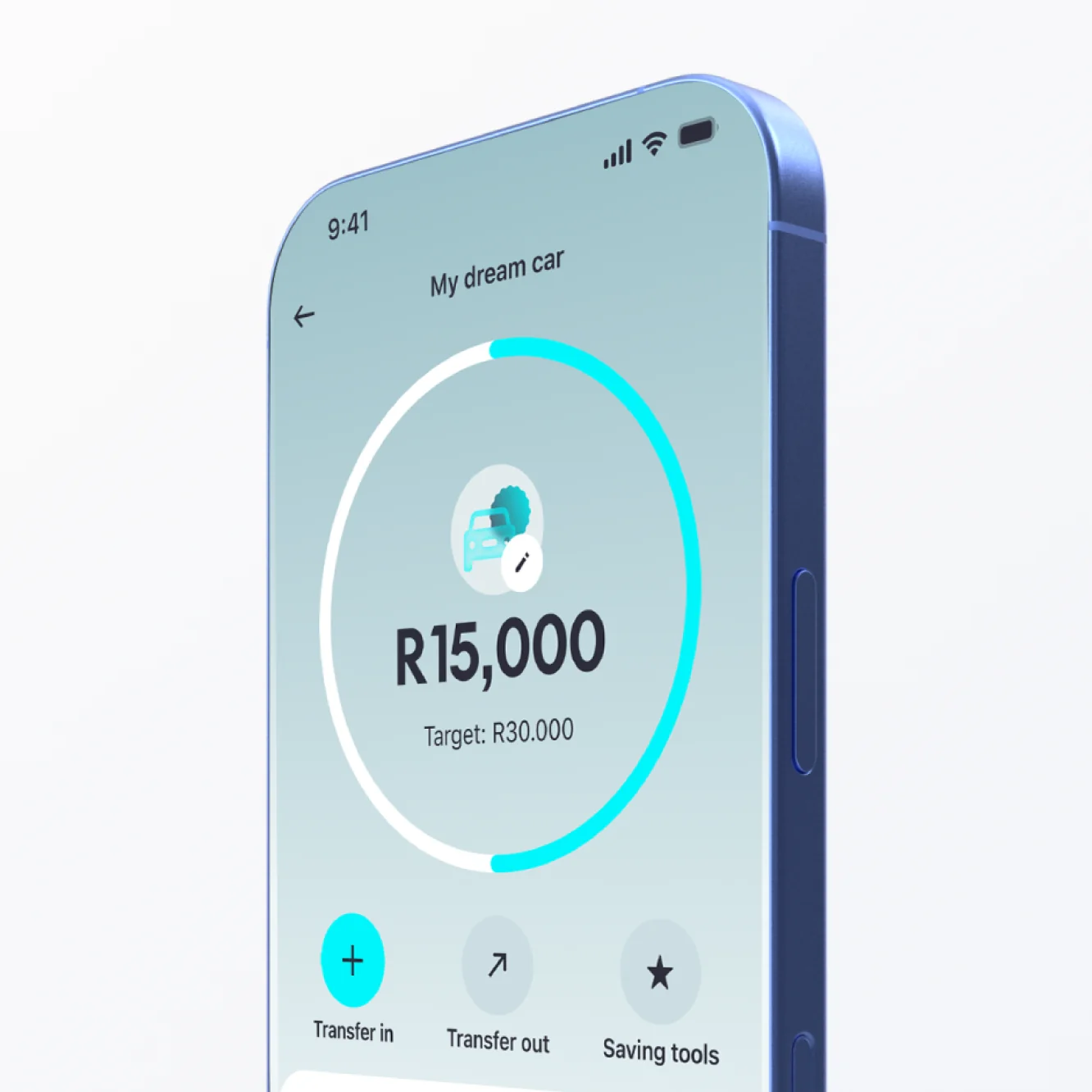 GoTyme Bank GoalSave app screen showing savings goal