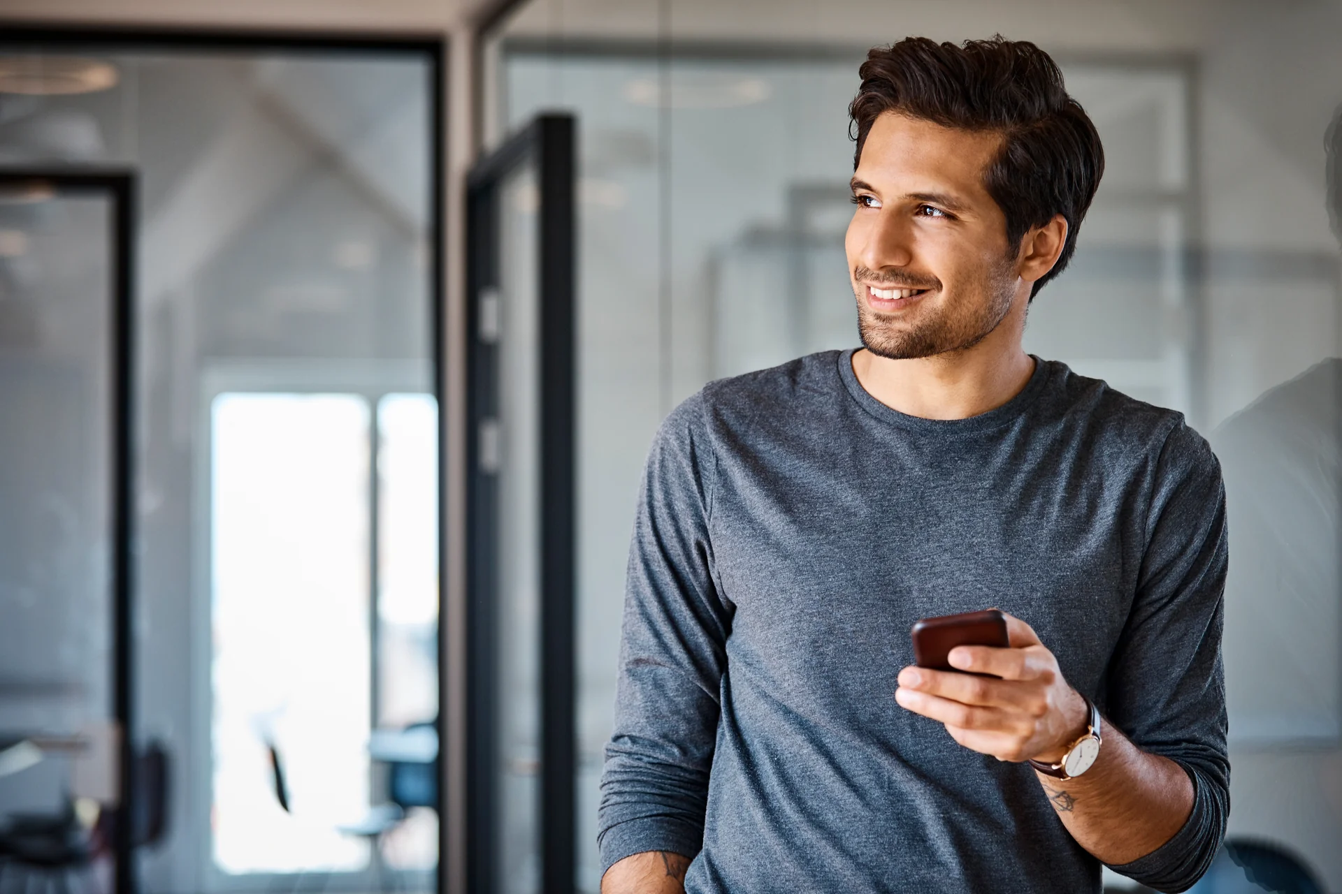 Man using phone for instant payment